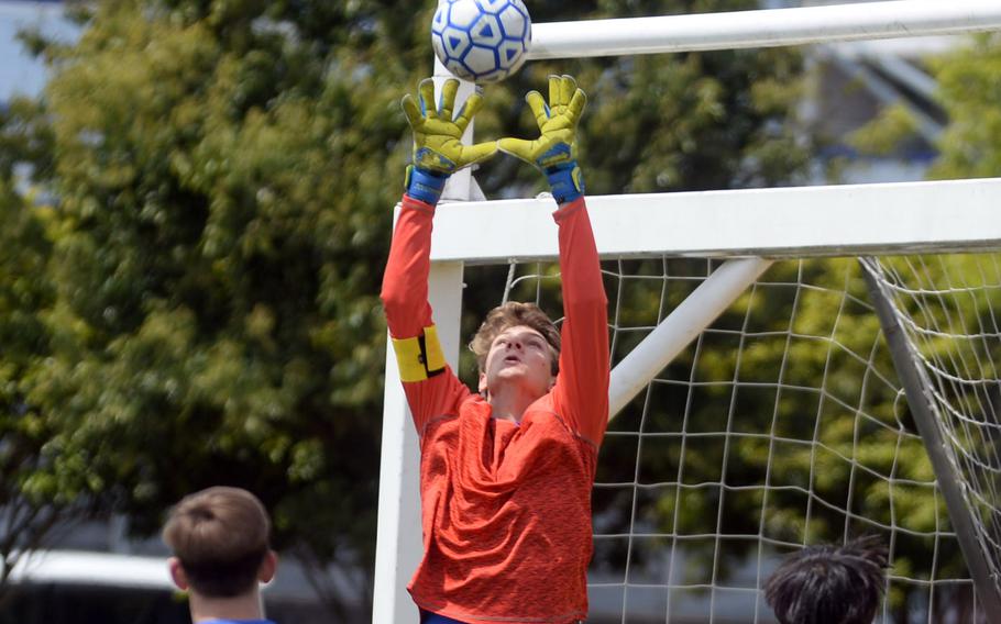 Senior goalkeeper Tanner Marlowe, Yokota High School male Athlete of the Year.