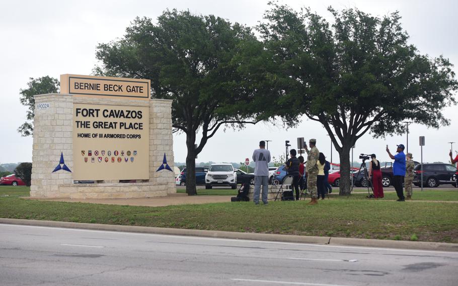 The new entrance sign at Fort Cavazos, Texas.