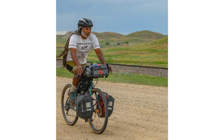 Erick Cedeno is retracing the route that the 25th Infantry Regiment Bicycle Corps rode from Montana to Missouri 125 years ago.