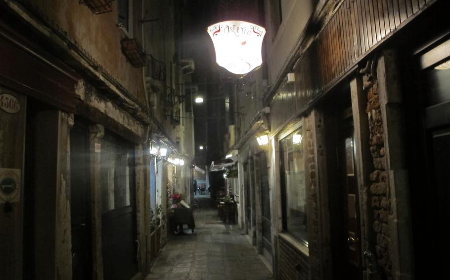 Osteria Ai Promessi Sposi in Venice's Cannaregio district is located in an alley about a fifth of a mile from the Ponte di Rialto. It opens for dinner at 6:30 p.m. sharp, and early arrivers may not enter until then.                               