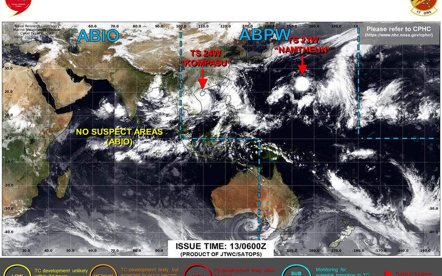 Storm Signal 8 lowered, Strong Wind Signal 3 raised for Hong Kong as Kompasu keeps moving west toward Vietnam.