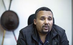 FILE - Opposition politician Jawar Mohammed speaks during an interview with The Associated Press at his house in Addis Ababa, Ethiopia on Oct. 24, 2019. Ethiopia's government on Friday, Jan. 7, 2022 announced an amnesty for some of the country's most high-profile political detainees, including opposition figure Jawar Mohammed and senior Tigray party officials, as Prime Minister Abiy Ahmed spoke of reconciliation for Orthodox Christmas. (AP Photo/Mulugeta Ayene, File)