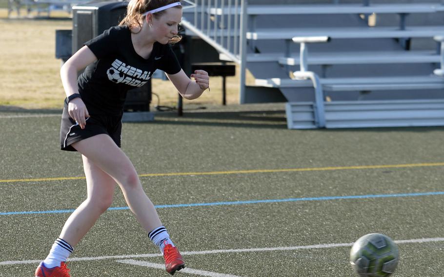Junior Lucy Mock is one of five Nile C. Kinnick girls soccer team returners.