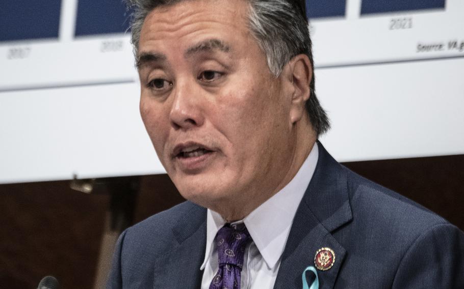 House Veterans' Affairs Committee Chairman Mark Takano, D-Calif., questions VA Secretary Robert Wilkie during a hearing in February, 2020.