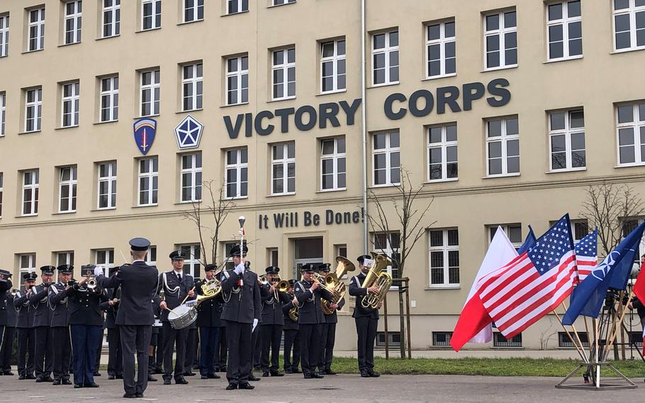 V Corps, which was reestablished in 2021, has its forward headquarters in Poznan, Poland. Its U.S.-based headquarters is at Fort Knox, Ky. 