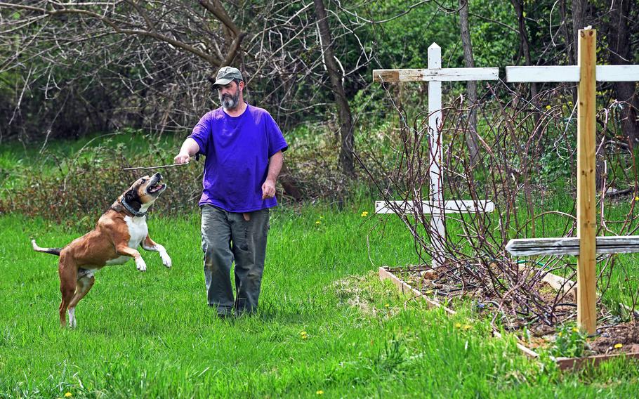 Veteran Donald Rhodes adopted Yankee, a rescue dog, through the low-cost Pets for Patriots program from the Harford County, Conn., animal shelter.