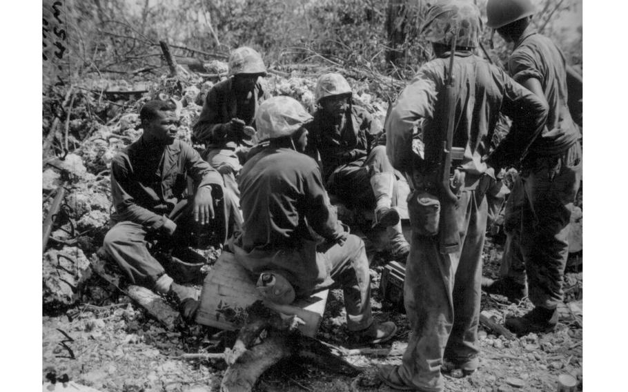 Stretcher bearers for the 7th Marines during World War II.