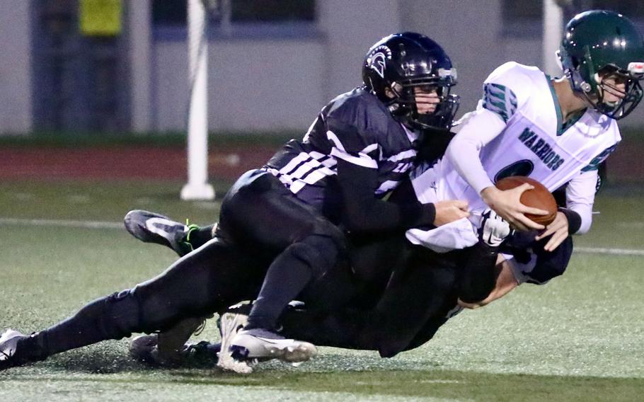 Daegu’s football team lost 22-0 Saturday at Zama in a game called in the eighth minute of the first quarter. The Warriors had four players suffer serious injuries and four others dinged up when play was stopped.