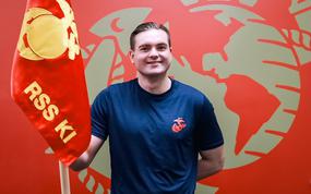 Former U.S. Army Capt. Nicholas Brooklier poses for a photo at a recruiting substation in Killeen, Texas, before heading to Marine Corps enlisted recruit training on Jan. 31, 2024. Brooklier graduated Marine boot camp as a private first class on April 26.