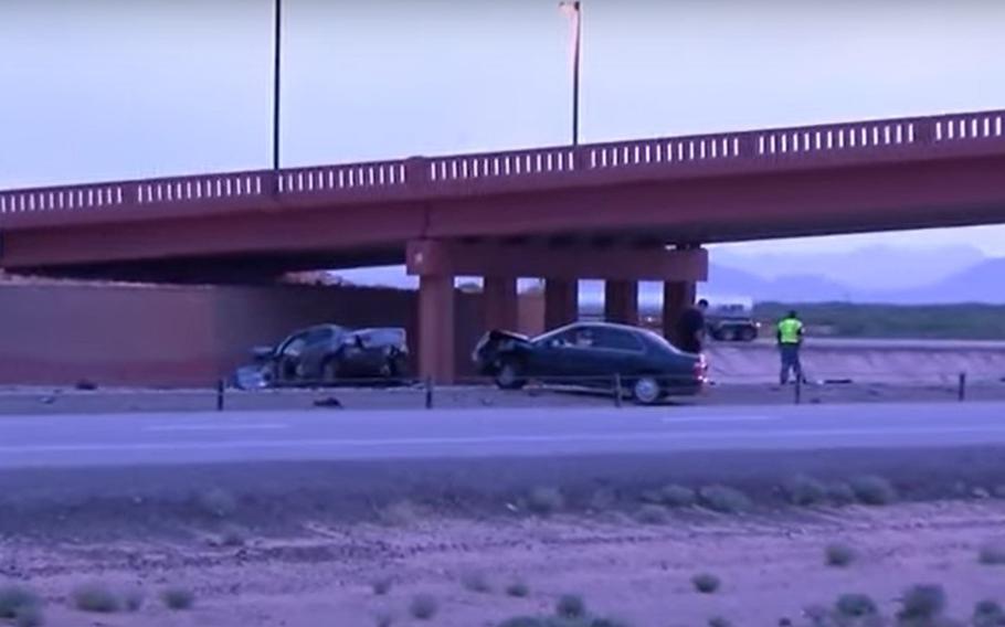 Two Fort Bliss soldiers died trapped in a fiery collision on Loop 375 early Sunday, El Paso police and military officials said.