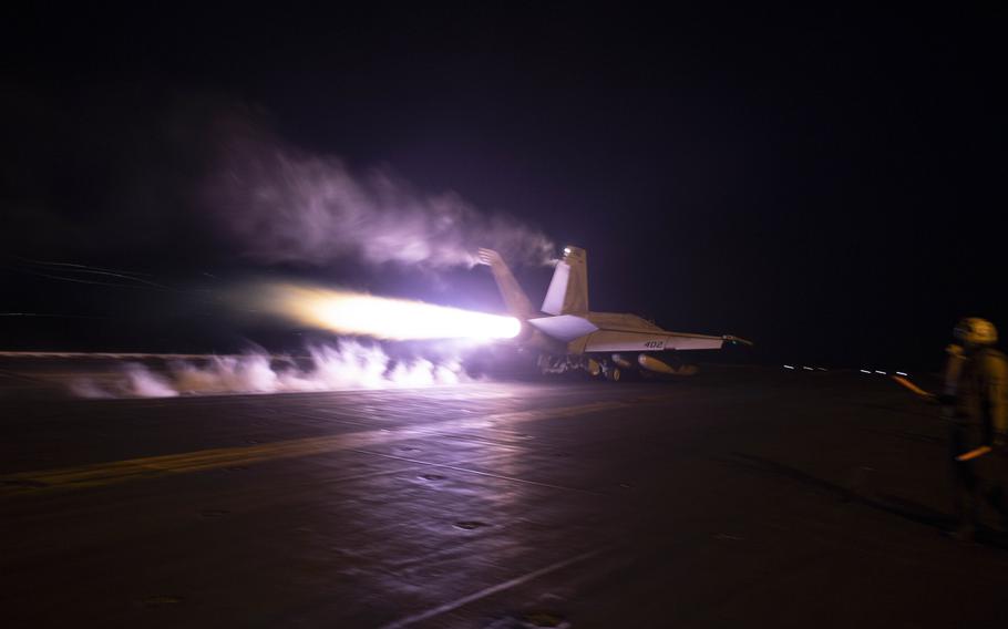 USS Dwight D. Eisenhower conducts flight operations in response to increased Iranian-backed Houthi attacks in the Red Sea, Jan. 22, 2024.