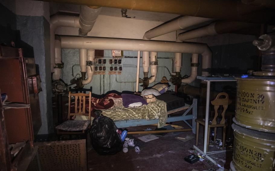 This basement in Bucha was first used by civilians to shelter before the building was taken over by Russian troops. 
