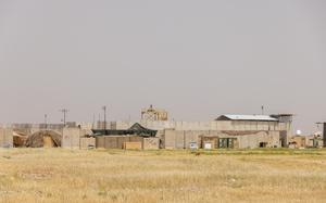 U.S. Army Camp is continually updated as Soldiers work to “improve their foxhole”, May 1, 2025, at Rumalyn Landing Zone, Syria. T-walls are strategically positioned to mitigate blast effects and enhance perimeter security, forming a critical component of base force protection measures. (U.S. Army photo by Capt. Andrew Lightsey IV)