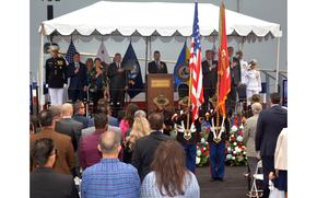 Military Sealift Command's newest ship, USNS Robert E. Simanek (ESB 7), is christened May 4, 2024, in San Diego.