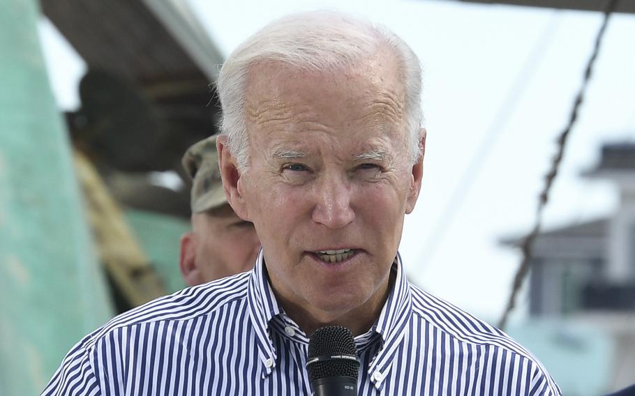 President Joe Biden greets local residents and business owners in Fort Myers, Fla., on Oct. 5, 2022. Biden said Friday, Oct. 21, that he intends to run again for president in 2024.