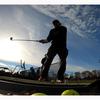 Navy Veteran Jose Renderos-Kieffer takes a swing at the Golf Range & Activity Center located on the Lyons Campus of the VA New Jersey Health Care System, in Bernards Township. 
