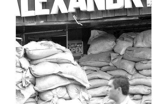 Beirut, Lebanon, August, 1982: Although fighting between Israel and the PLO had torn much of the fabric of Beirut's civilization, the owner of this pharmacy in the city's eastern section wanted potential customers to know that it was business as usual despite the chaos and resulting sandbags.

Looking for Stars and Stripes’ historic coverage? Subscribe to Stars and Stripes’ historic newspaper archive! We have digitized our 1948-1999 European and Pacific editions, as well as several of our WWII editions and made them available online through https://starsandstripes.newspaperarchive.com/

META TAGS: Lebanon War; Israel; conflict in middle east; Palestine Liberation Organization (PLO); invasion