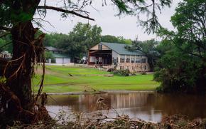 Flood damage around Camp Mystic in Hunt, Texas, on Saturday. MUST CREDIT: Desiree Rios/For The Washington Post