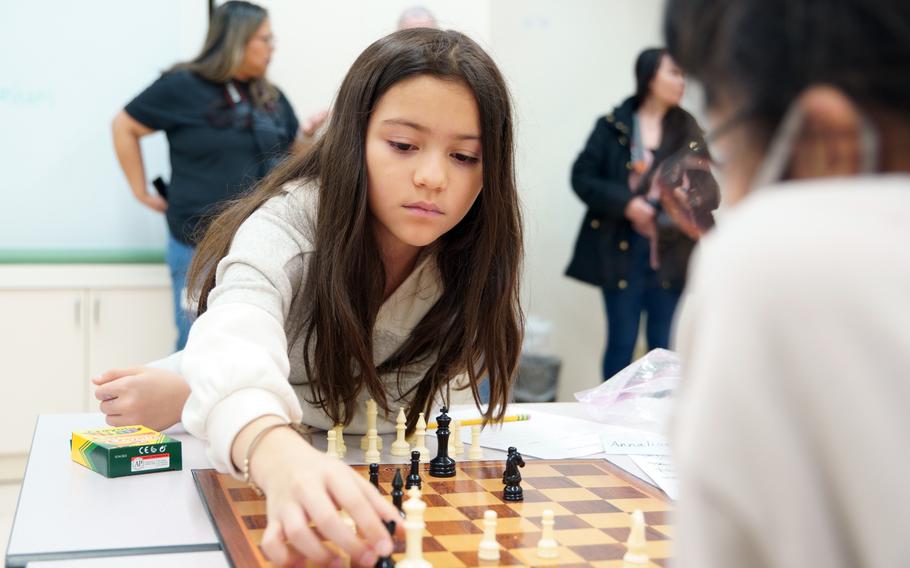 American and Japanese students compete in a chess tournament at Naval Air Facility Atsugi, Japan, Feb. 23, 2024.