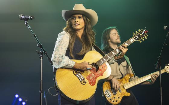 FILE - Ella Langley performs during Amazon Music Country Heat at Country Radio Seminar in Nashville, Tenn., on Feb. 28, 2024. (Photo by Amy Harris/Invision/AP, File)