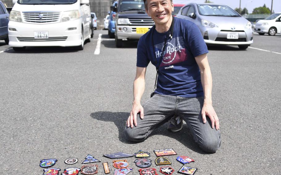 A man and a collection of patches.