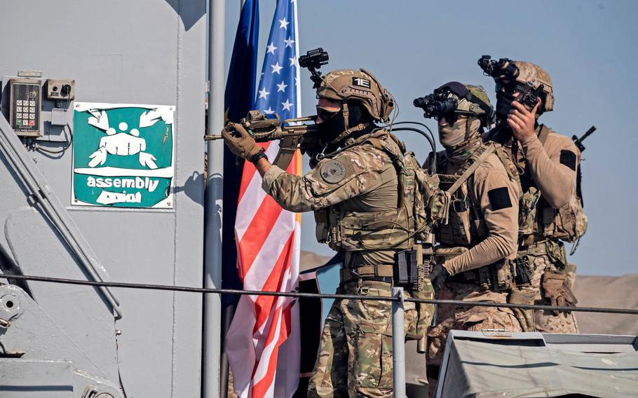 Cypriot Navy special forces and US Navy SEALS take part in a joint US-Cyprus rescue exercise in the port of the southern Cypriot port city of Limassol on September 10, 2021. According to reports on Tuesday, March 1, 2022, the Biden administration’s attempt to reinstate the U.S. Navy’s COVID-19 vaccine requirement was denied by a federal appeals court. 