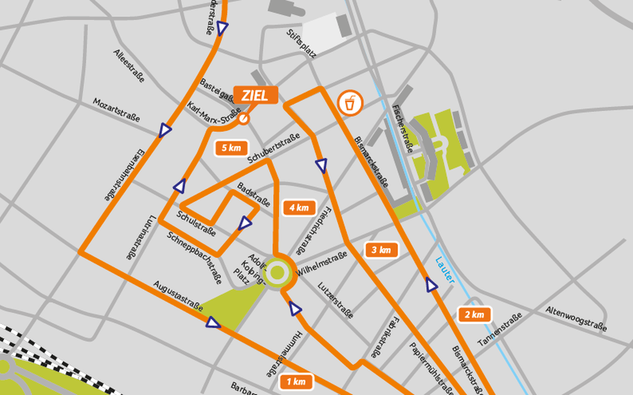 The B2Run 5K will shut down many streets in downtown Kaiserslautern on May 22, 2025.