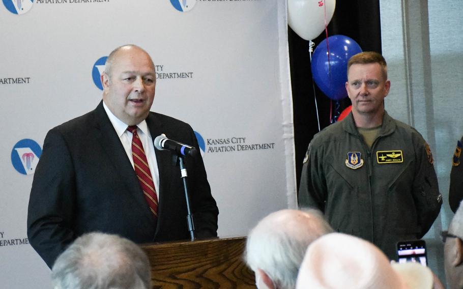 Federal Aviation Administration administrator Steve Dickson speaks at a ceremony at the Charles B. Wheeler Downtown Airport’s general aviation terminal on June 28, 2021, in Kansas City, Mo. Dickson voiced confidence during a Friday television interview in the type of Boeing plane that went down in China earlier this week.