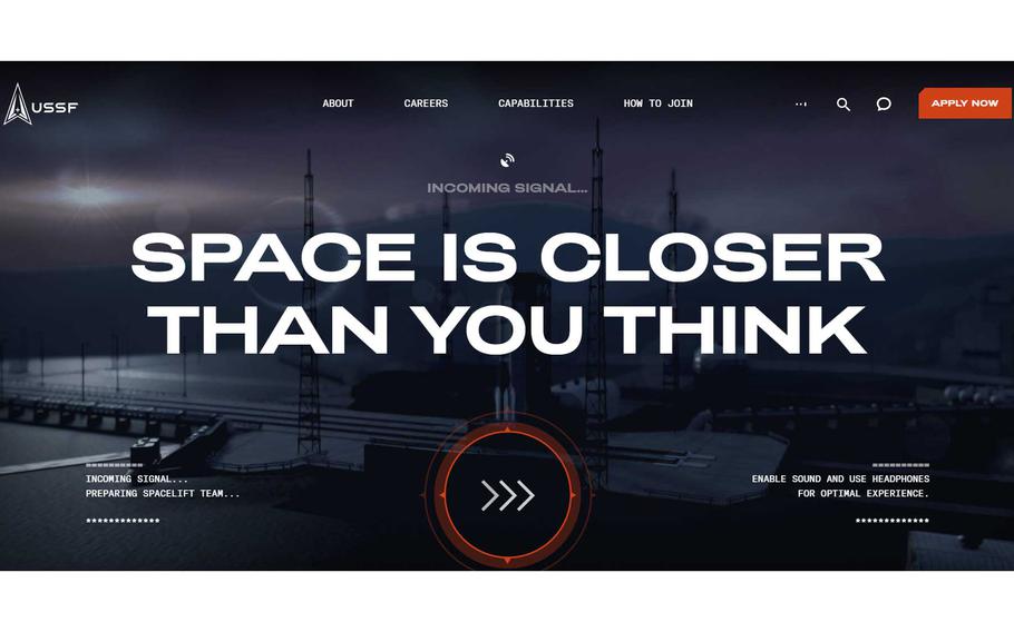 A screenshot of the new SpaceForce.com website.