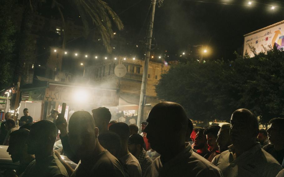 A demonstration in support of Gaza in central Nablus in the West Bank on Friday. The demonstration eventually broke into clashes between young Palestinians and Palestinian Authority police.