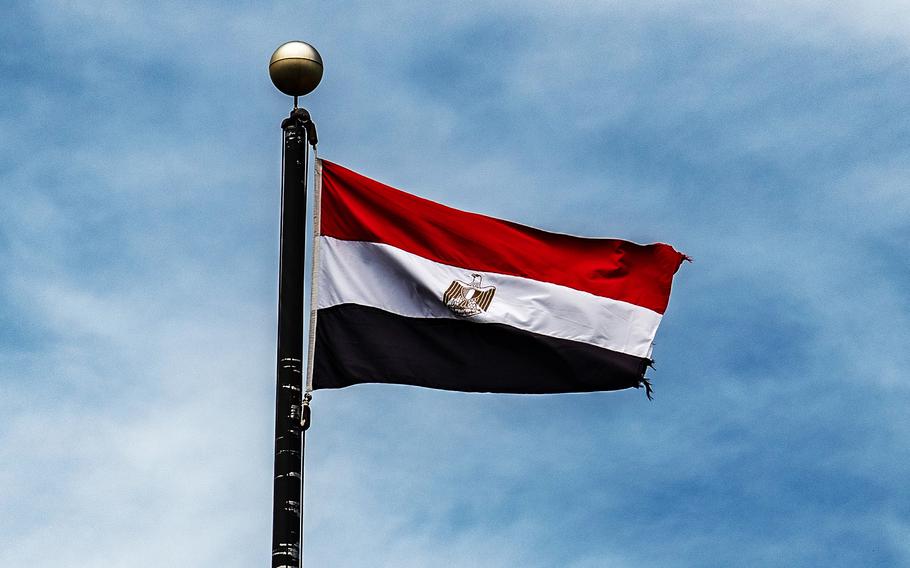 The Egyptian flag flies over the Egyptian Embassy in Washington, D.C., on July 6, 2022.