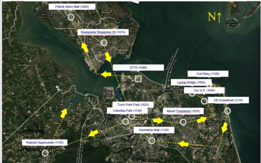 A map of Santa’s flight schedule. The Santa flight will be taking place on Dec. 3, 2022.