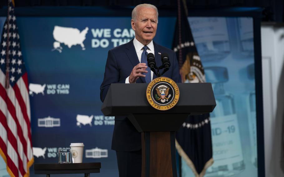 President Joe Biden speaks during an event in the South Court Auditorium on the White House campus, Tuesday, July 6, 2021, in Washington.