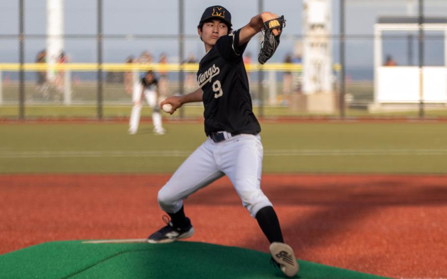 Leo Mentzas winds up to throw home.