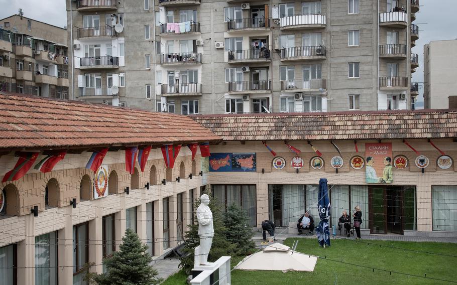 The home of Grigori Oniani, a Stalin admirer and private collector of his memorabilia, from the outside in Tbilisi, Georgia. 