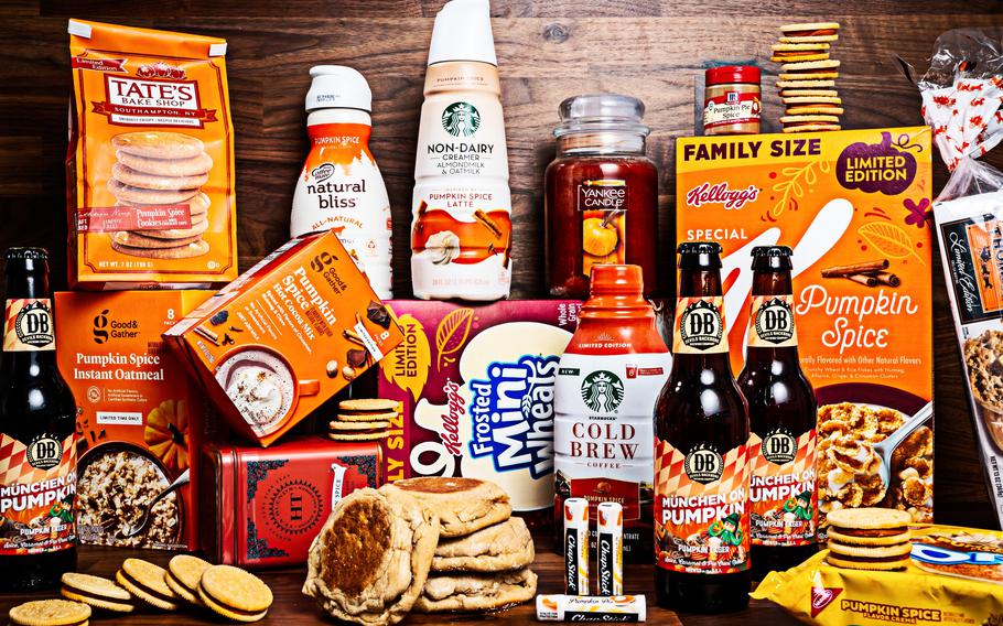 Pumpkin spice-flavored products.