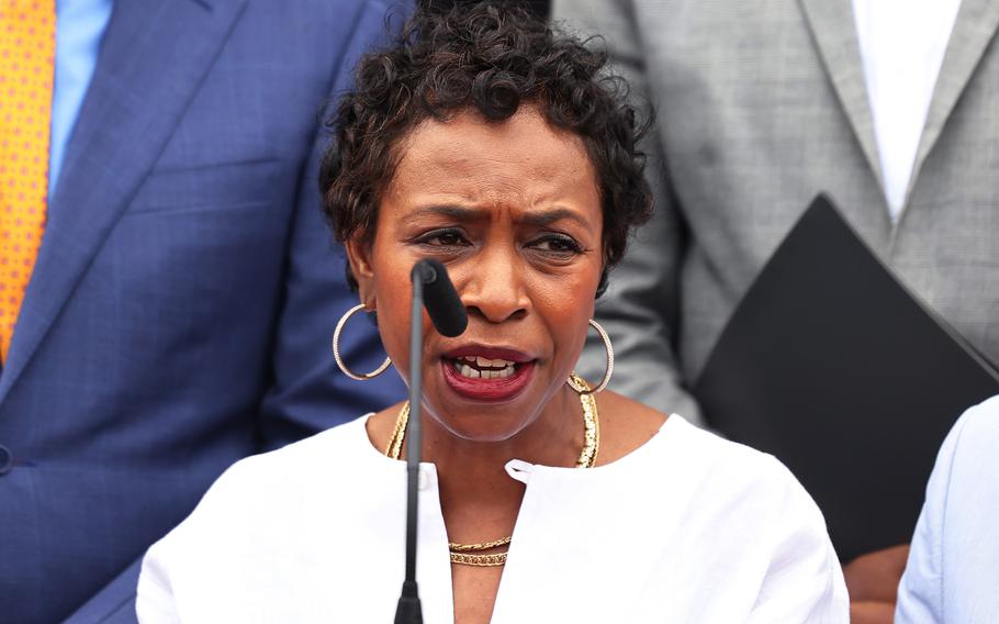 Rep. Yvette D. Clarke, D-N.Y., shown here in August 2021 in New York, is the chairwoman of the subcommittee on Cybersecurity, Infrastructure Protection and Innovation of the House Homeland Security Committee.
