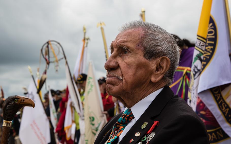 World War II veteran Charles Say reflects at the shores of Omaha Beach, France, on June 5, 2019. More than 1,300 U.S. service members, partnered with 950 troops from across Europe and Canada, converged in northwestern France to commemorate the 75th anniversary of D-Day. 