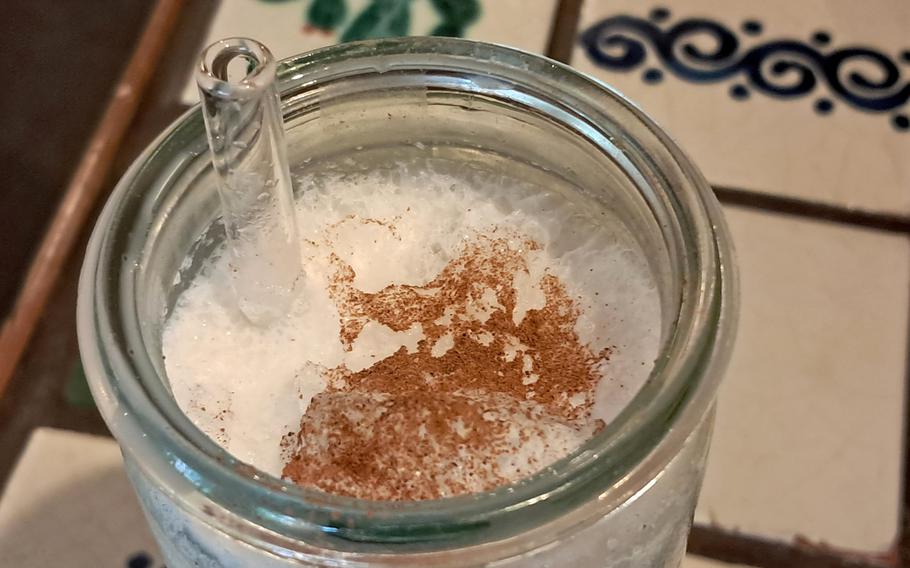 Horchata, a powdered rice milk concoction is a drink at El Pacifico Mexican restaurant in Frankfurt