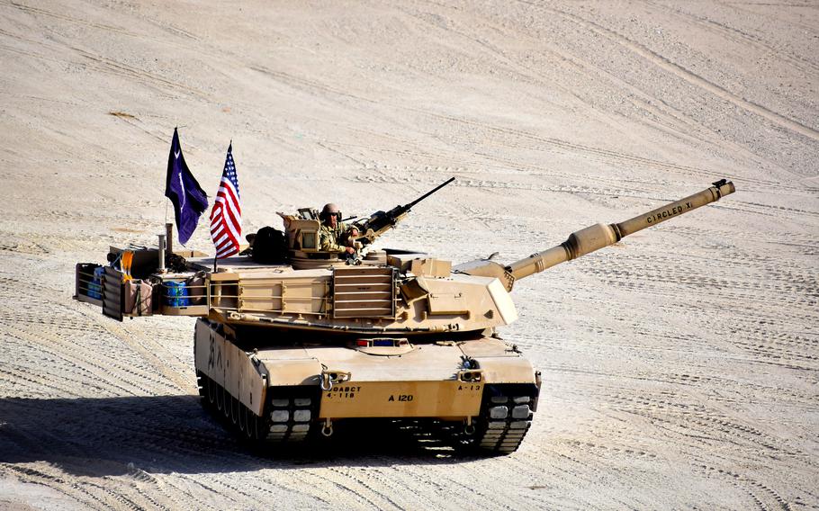 Soldiers in Alpha Company, 4-118th Infantry Regiment, 30th Armored Brigade Combat Team of the South Carolina Army National Guard conduct tank gunnery training while deployed in the Middle East on Feb. 4, 2020. The unit is deployed to support Operation Spartan Shield.