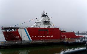 U.S. Coast Guard Cutter Storis (WAGB 21) remains moored during the Storis commissioning ceremony at Juneau, Alaska, August 10, 2025. Storis is the first polar icebreaker acquired in more than 25 years by the Coast Guard with its mission to assure access to the polar regions and protect U.S. sovereignty. (U.S. Coast Guard photo by Petty Officer 3rd Class Carmen Caver)