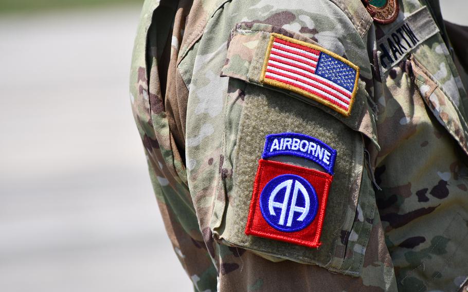 An Airborne patch on a soldier’s uniform
