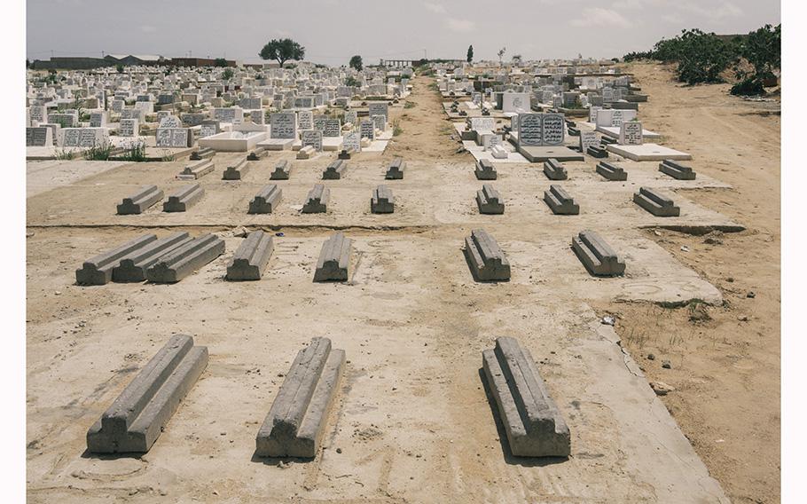 Unmarked graves of migrants who died at sea, in a cemetery near Sfax, Tunisia, on June 1, 2023.