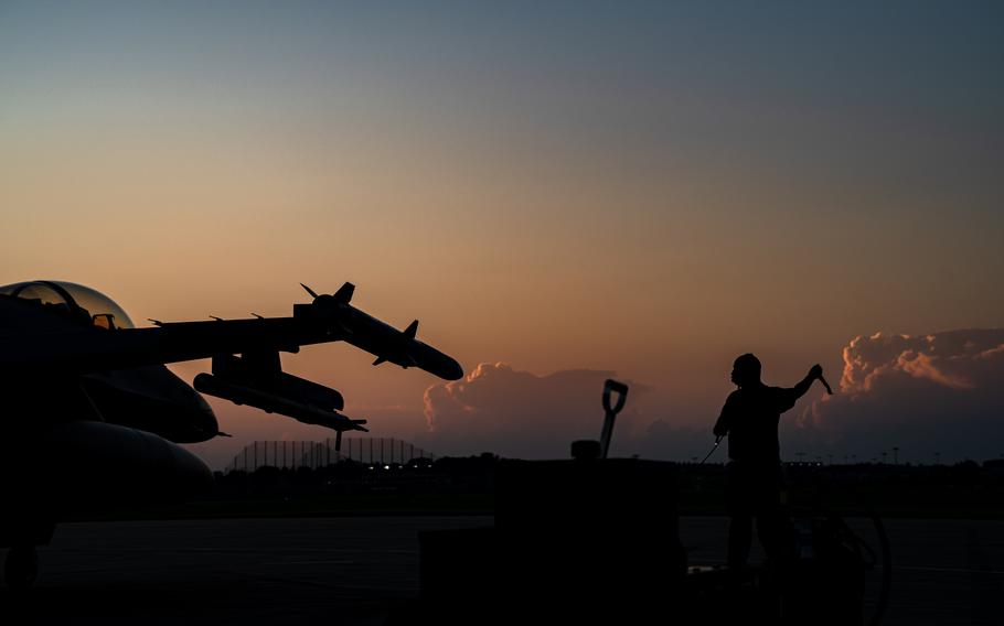 An aircraft prepares to takeoff.