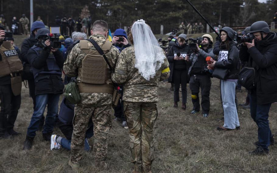 Filimonova and Filimonov during their wedding.