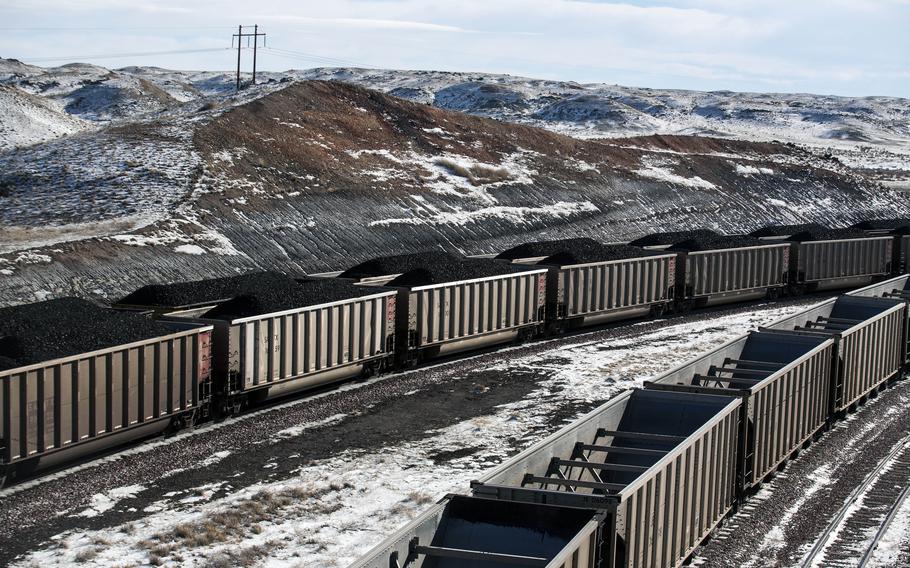 Rail cars full of coal.