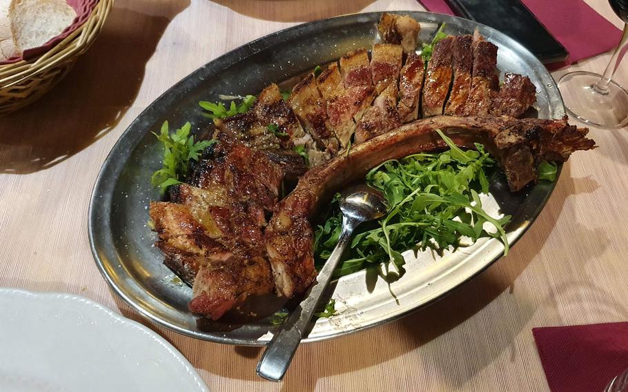Pork ribs slowly grilled for hours from Osteria El Gaucho in Mansue, Italy, which is about a 30-minute drive from Aviano Air Base. 