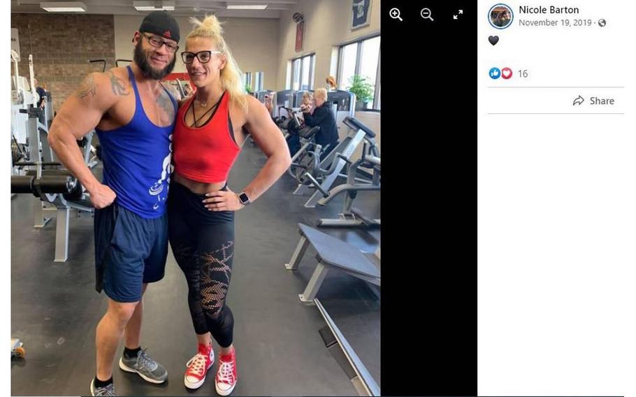 While pulling this scam, bodybuilder Zachary Barton and his wife were posting pictures and videos online of Barton pushing heavy iron to build his physique and flexing in the gym and on stage in contests. 