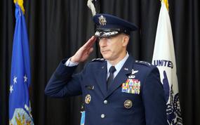 Air Force Lt. Gen. Stephen Jost takes command of U.S. Forces Japan and 5th Air Force at Yokota Air Base in western Tokyo, Oct. 8, 2024.
