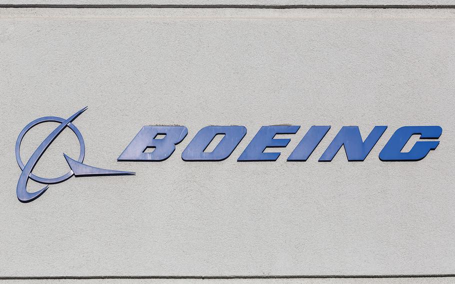 Boeing logo on a building at Los Angeles International Airport.